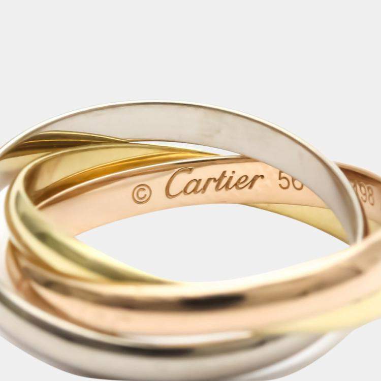 Pre Owned Cartier Trinity 18K Yellow Rose and White Gold Ring EU 52