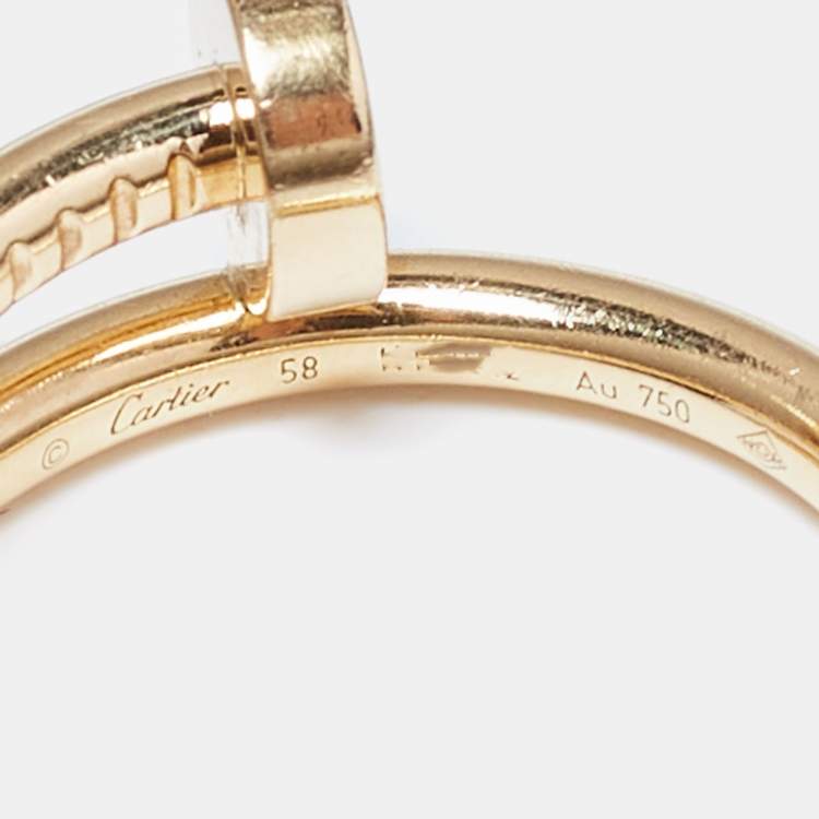Pre Owned Cartier Juste Un Clou 18K Yellow Gold Ring Size 58