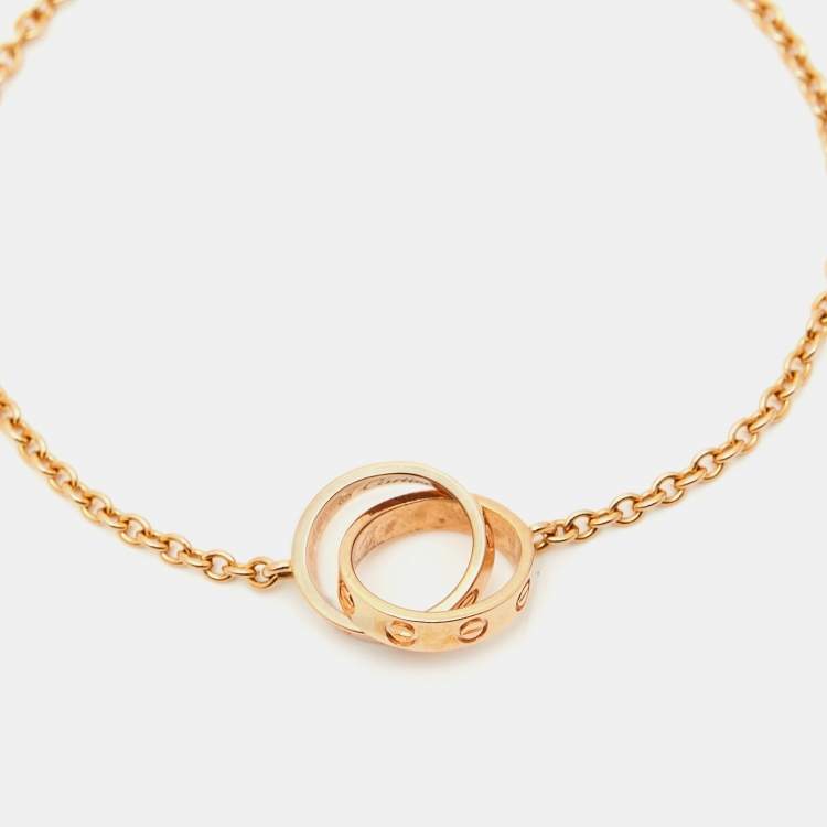 Pre Owned Cartier Love Interlocking Loops 18k Rose Gold Bracelet