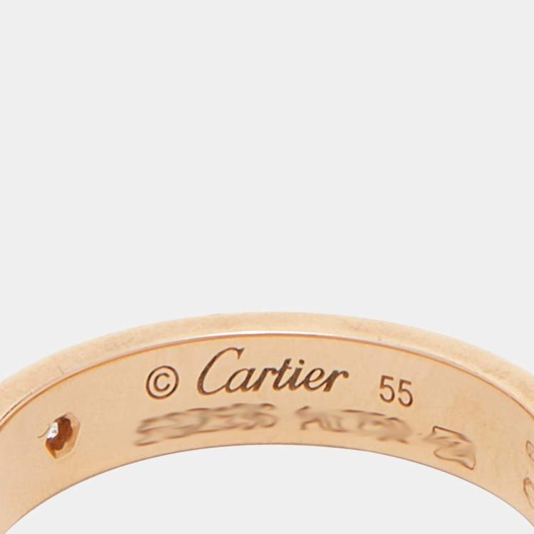 Pre Owned Cartier Love 1 Diamond 18k Rose Gold Wedding Band Ring Size 55