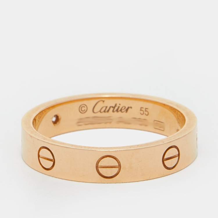 Pre Owned Cartier Love 1 Diamond 18k Rose Gold Wedding Band Ring Size 55
