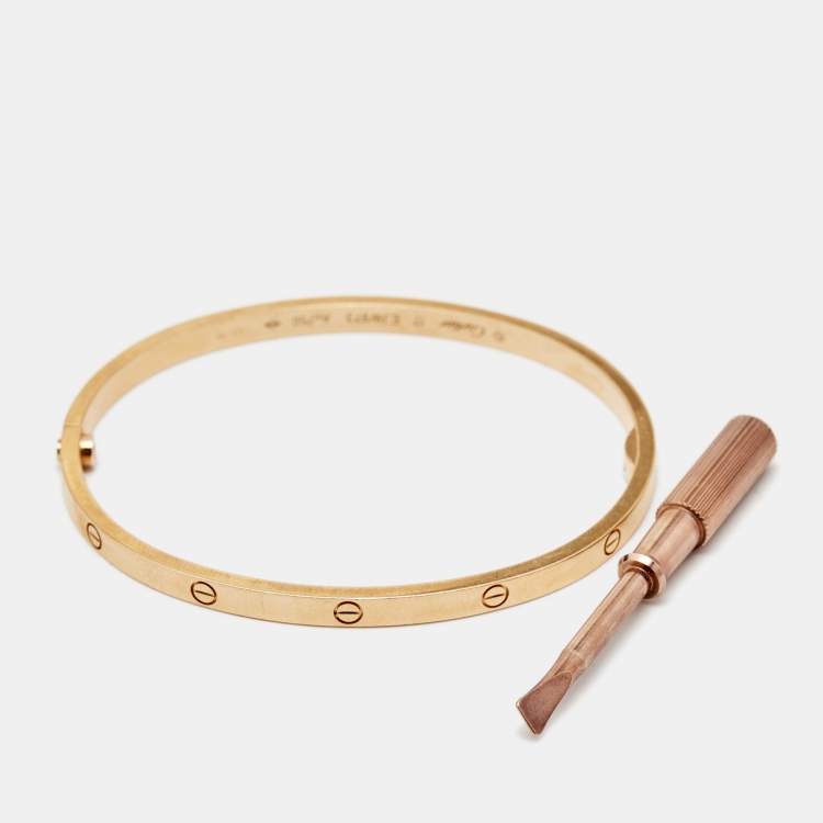 Pre Owned Cartier Love 18k Rose Gold Small Model Bangle Bracelet 17