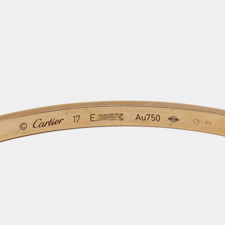 Pre Owned Cartier Love 18k Rose Gold Small Model Bangle Bracelet 17