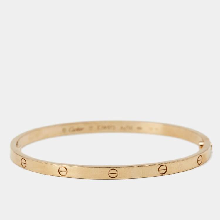 Pre Owned Cartier Love 18k Rose Gold Small Model Bangle Bracelet 17