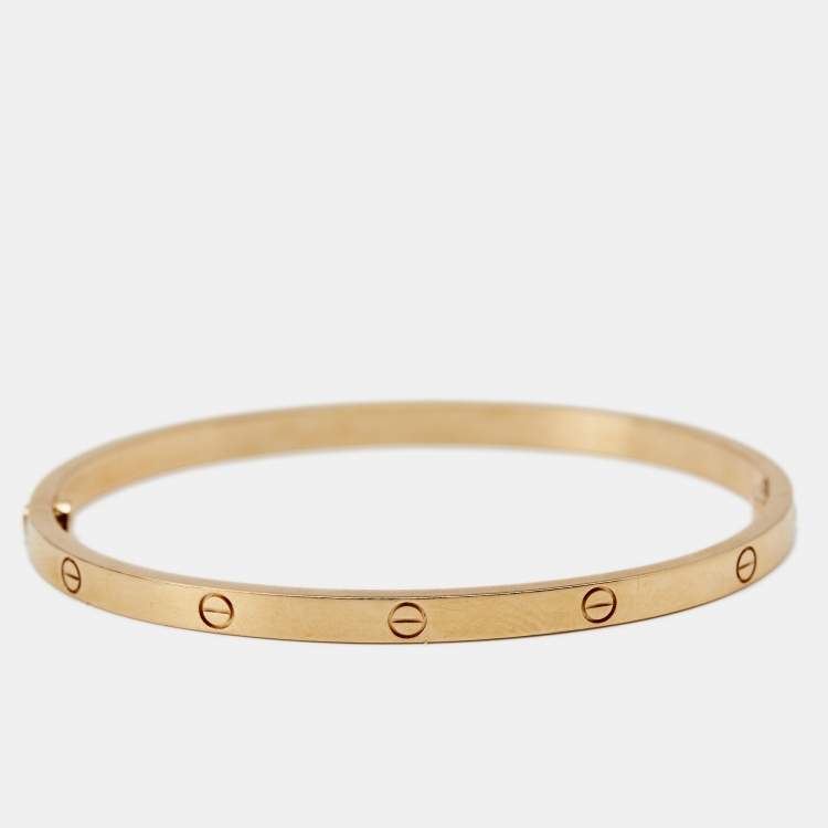 Pre Owned Cartier Love 18k Rose Gold Small Model Bangle Bracelet 17