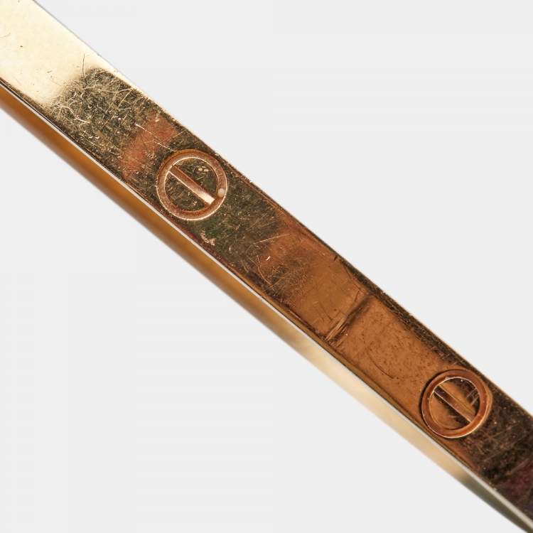 Pre Owned Cartier Love 18k Rose Gold Small Model Bangle Bracelet 17