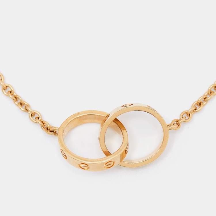 Pre Owned Cartier Love Interlocking Loop 18k Yellow Gold Link Bracelet