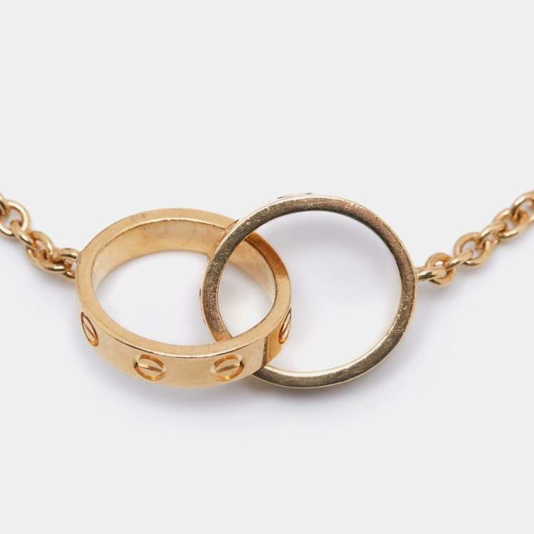 Pre Owned Cartier Love Interlocking Loop 18k Yellow Gold Link Bracelet