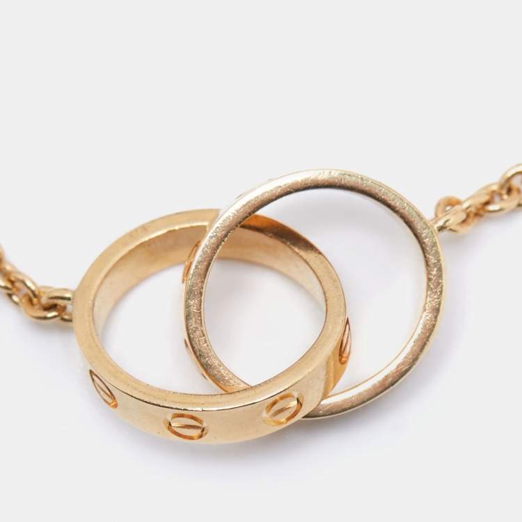 Pre Owned Cartier Love Interlocking Loop 18k Yellow Gold Link Bracelet