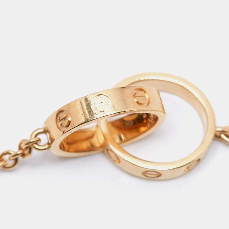 Pre Owned Cartier Love Interlocking Loop 18k Yellow Gold Link Bracelet