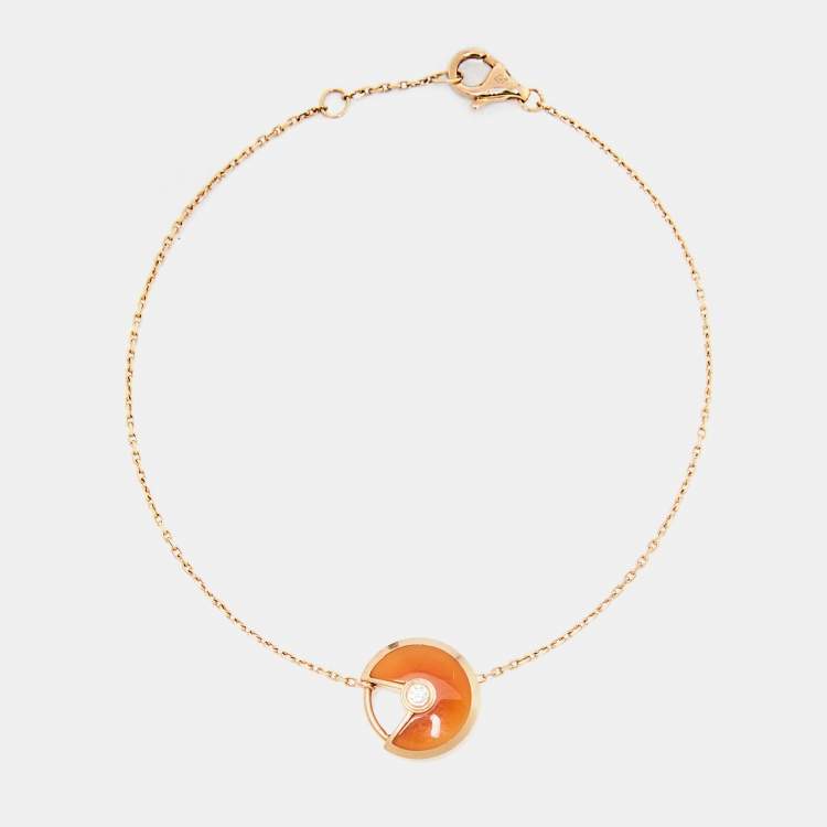 Pre Owned Cartier Amulette De Cartier Carnelian Diamond 18k Rose Gold XS Model Bracelet