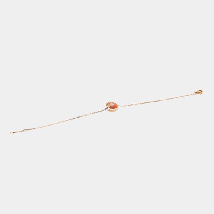 Pre Owned Cartier Amulette De Cartier Carnelian Diamond 18k Rose Gold XS Model Bracelet
