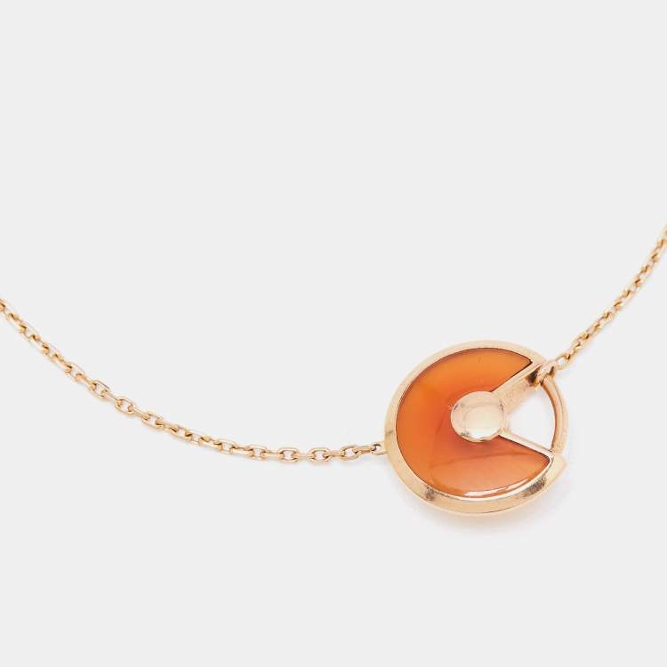 Pre Owned Cartier Amulette De Cartier Carnelian Diamond 18k Rose Gold XS Model Bracelet