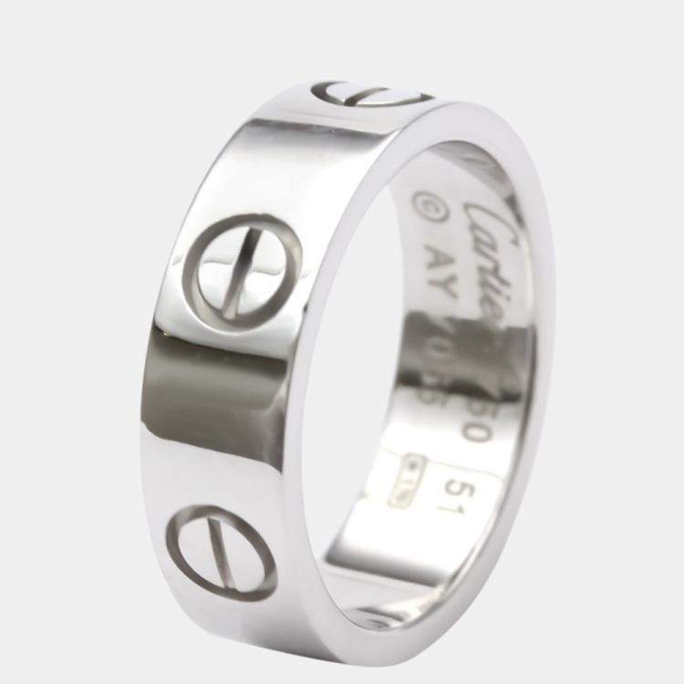 Pre Owned Cartier Love 18K White Gold Ring EU 51