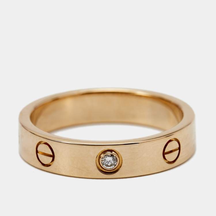 مملوكة مسبقًا Cartier Love Diamond 18k Rose Gold Band Ring Size 52