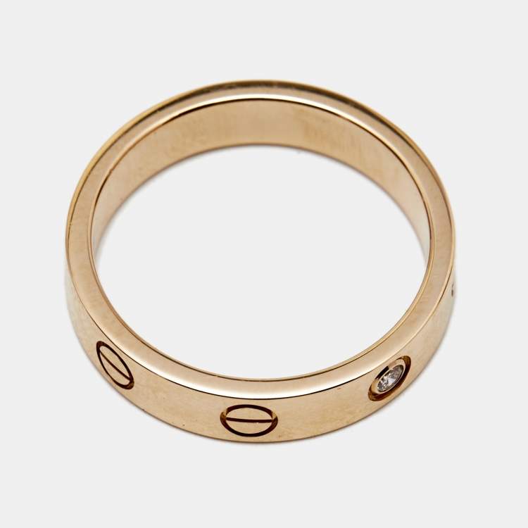 مملوكة مسبقًا Cartier Love Diamond 18k Rose Gold Band Ring Size 52