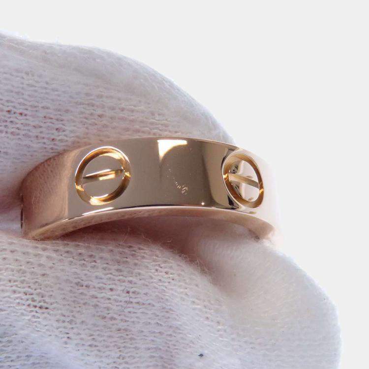 Pre Owned Cartier Love 18K Rose Gold Sapphire Diamond Ring EU 53