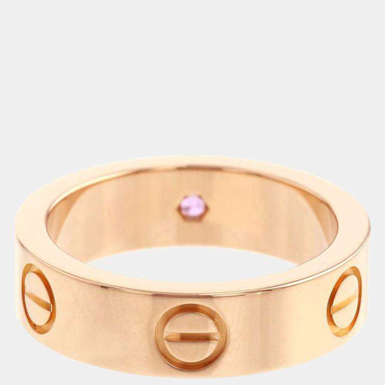 Pre Owned Cartier Love 18K Rose Gold Sapphire Diamond Ring EU 53