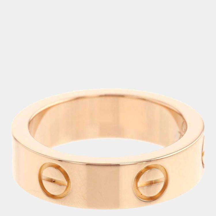 Pre Owned Cartier Love 18K Rose Gold Sapphire Diamond Ring EU 53