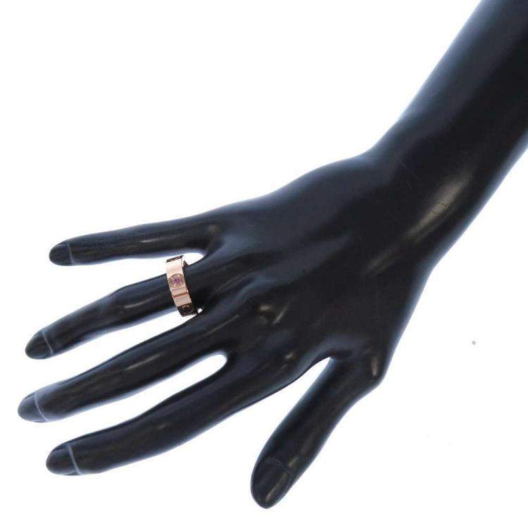Pre Owned Cartier Love 18K Rose Gold Sapphire Diamond Ring EU 53