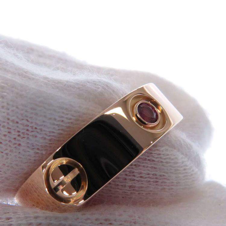 Pre Owned Cartier Love 18K Rose Gold Sapphire Diamond Ring EU 53