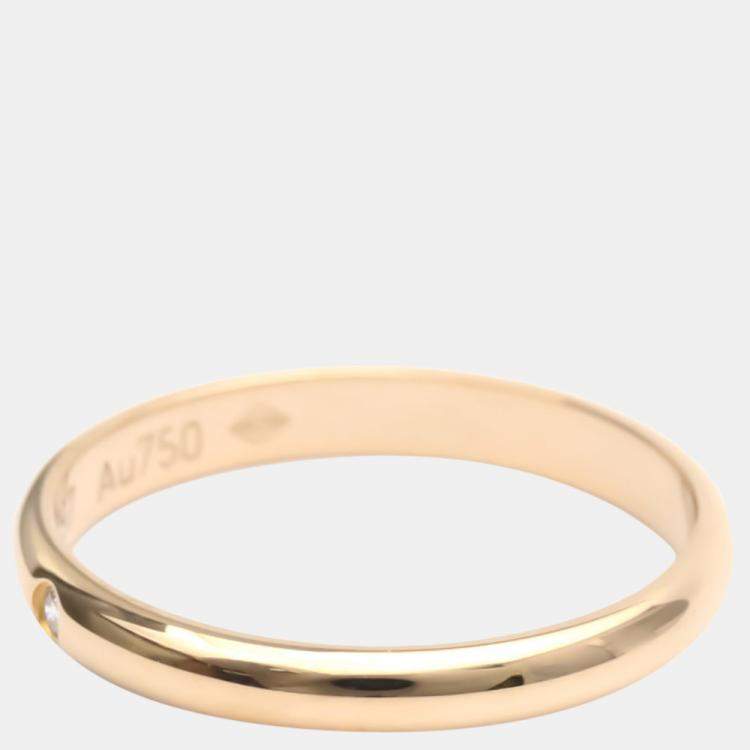 Pre Owned Cartier 1895 Wedding Band Rose Gold Diamond Ring EU 52