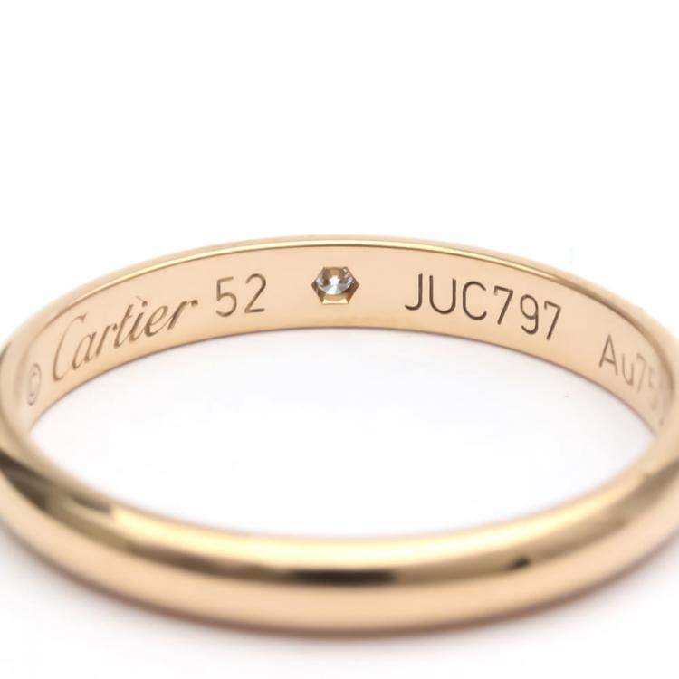 Pre Owned Cartier 1895 Wedding Band Rose Gold Diamond Ring EU 52