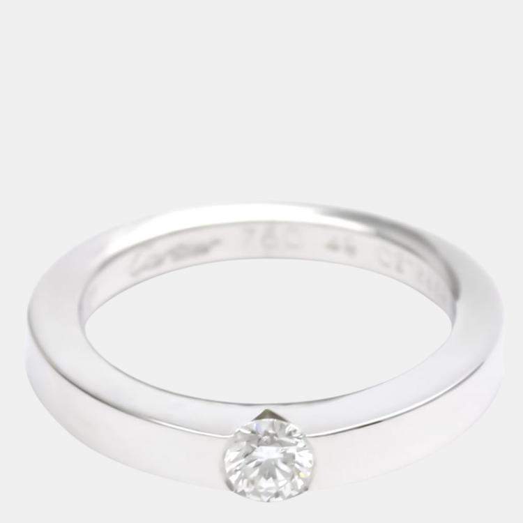 Pre Owned Cartier Date Solitaire 18K White Gold Diamond Ring EU 49