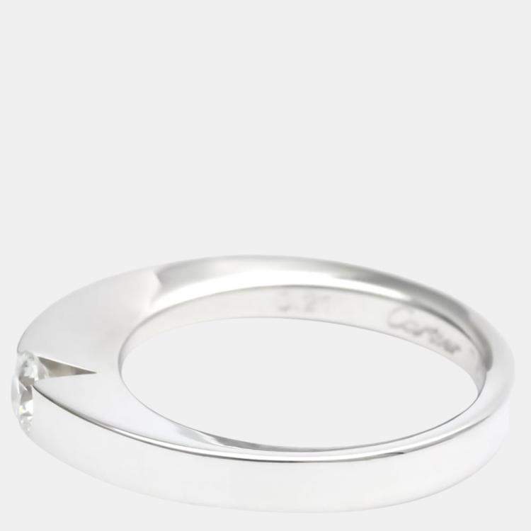 Pre Owned Cartier Date Solitaire 18K White Gold Diamond Ring EU 49