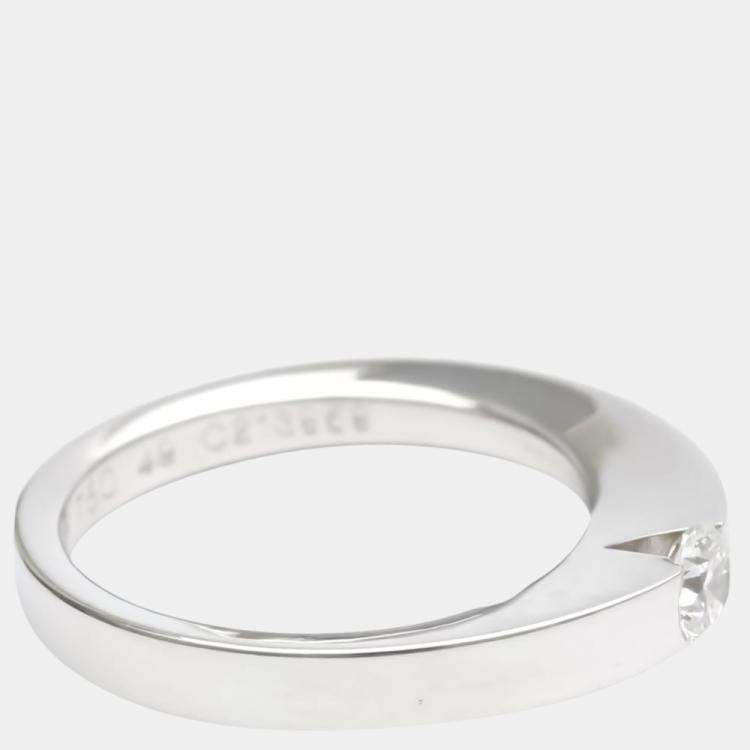 Pre Owned Cartier Date Solitaire 18K White Gold Diamond Ring EU 49