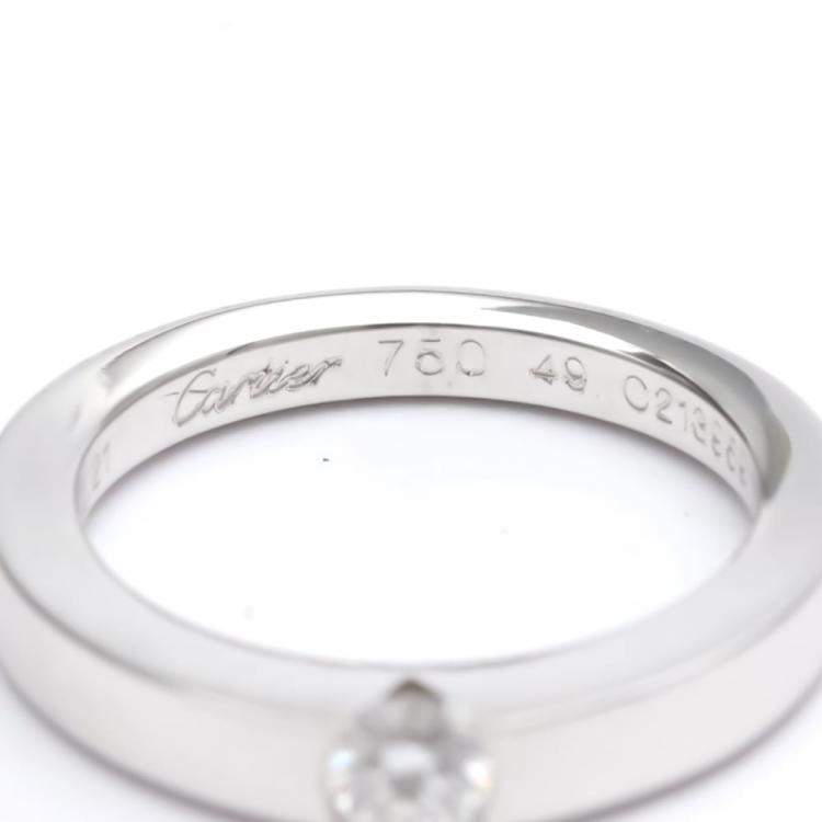 Pre Owned Cartier Date Solitaire 18K White Gold Diamond Ring EU 49