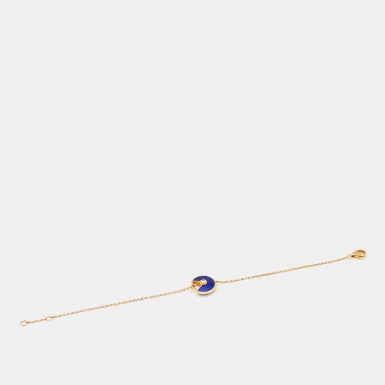 Pre Owned Cartier Amulette De Cartier Lapis Lazuli Diamond 18k Yellow Gold Bracelet