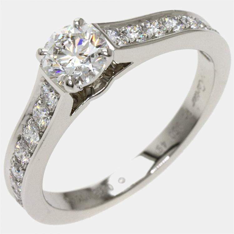 Pre Owned Cartier 1895 Soiltare Wedding Band Platinum Diamond Ring EU 49