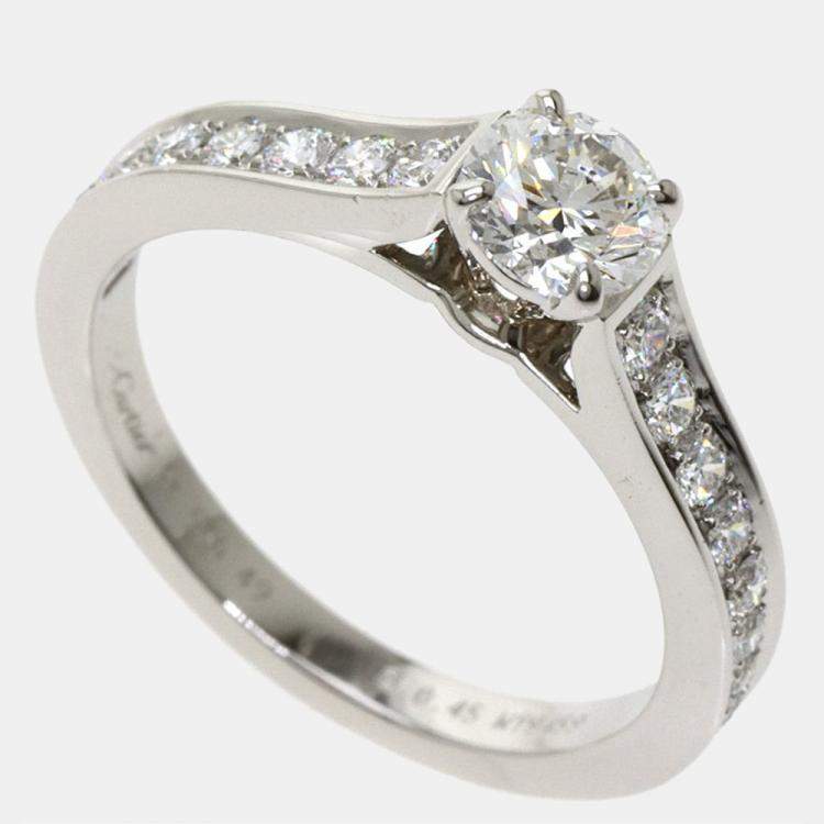 Pre Owned Cartier 1895 Soiltare Wedding Band Platinum Diamond Ring EU 49