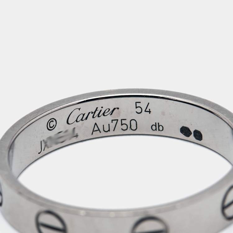 Pre Owned Cartier Love 18k White Gold Wedding band Ring Size 54