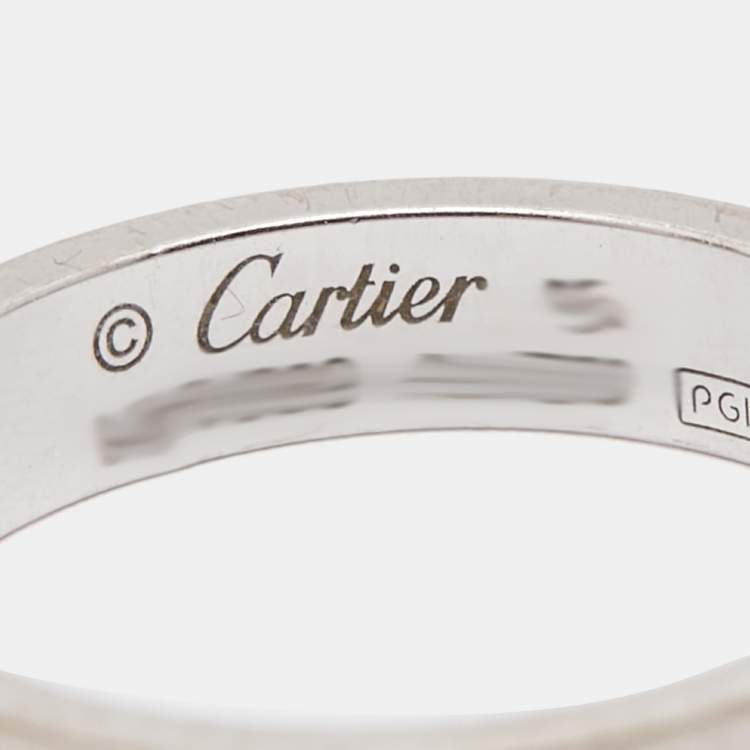 Pre Owned Cartier Love 1 Diamond 18k White Gold Wedding Band Ring Size 55