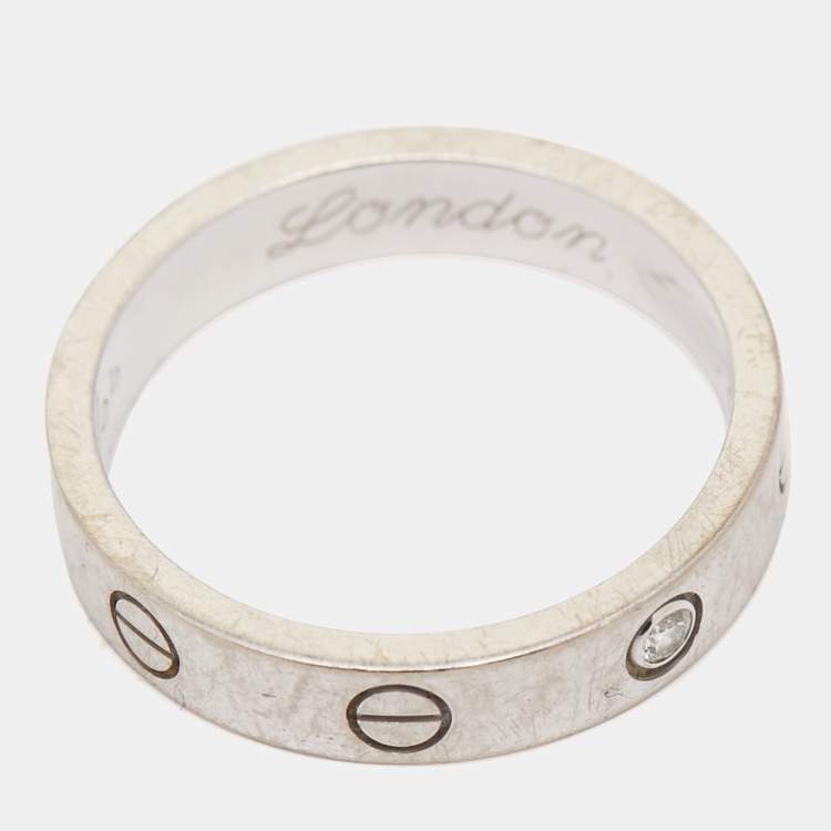 Pre Owned Cartier Love 1 Diamond 18k White Gold Wedding Band Ring Size 55