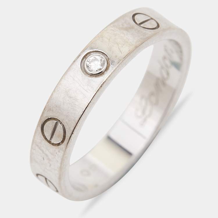 Pre Owned Cartier Love 1 Diamond 18k White Gold Wedding Band Ring Size 55