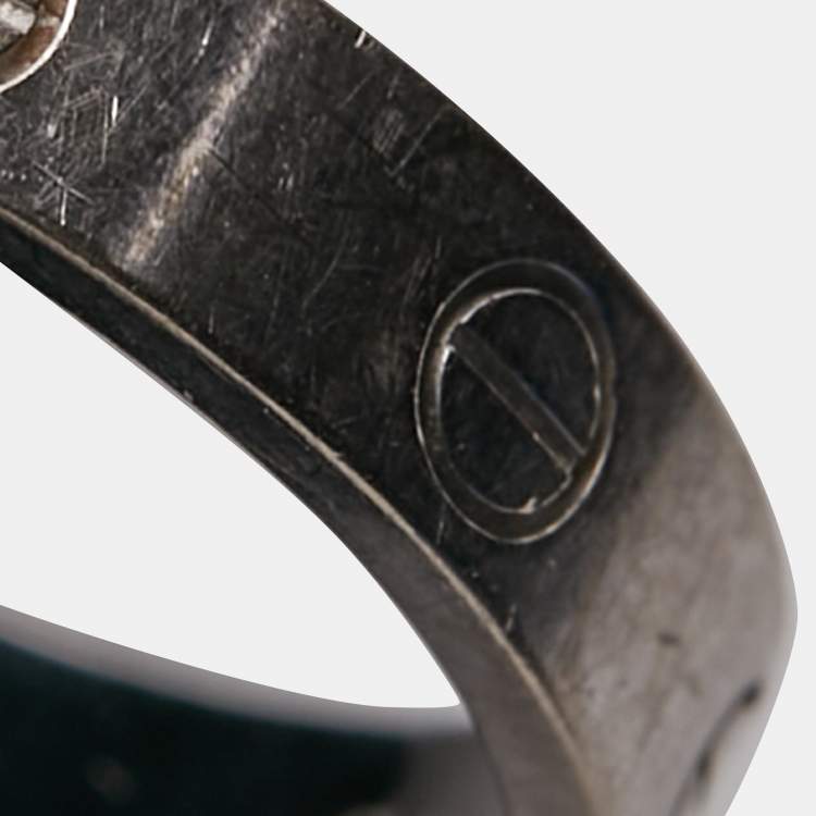 Pre Owned Cartier Love 1 Diamond 18k White Gold Wedding Band Ring Size 55