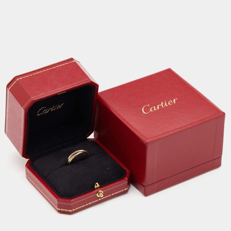 Pre Owned Cartier Trinity 18k Three Tone Gold Extra Small Model Rolling Ring Size 54