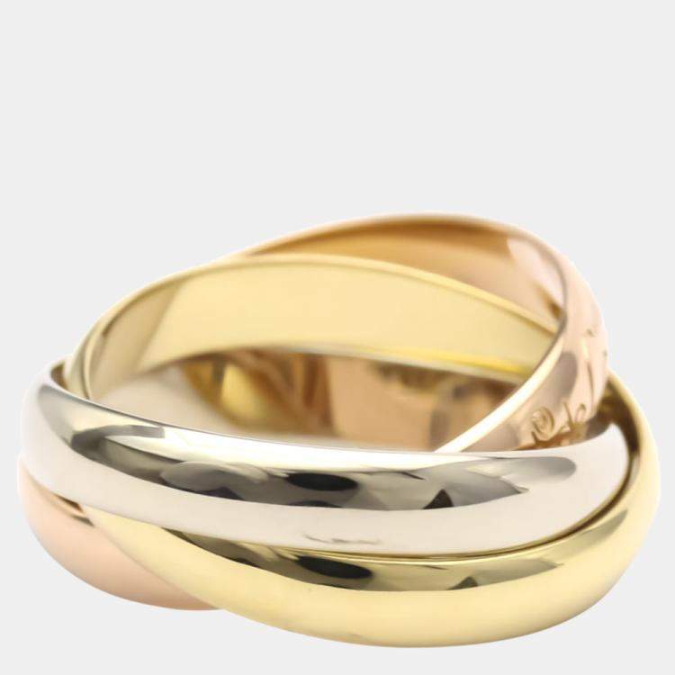 Pre Owned Cartier Les Must De Cartier 18K Trinity Yellow Rose and White Gold Ring EU 51