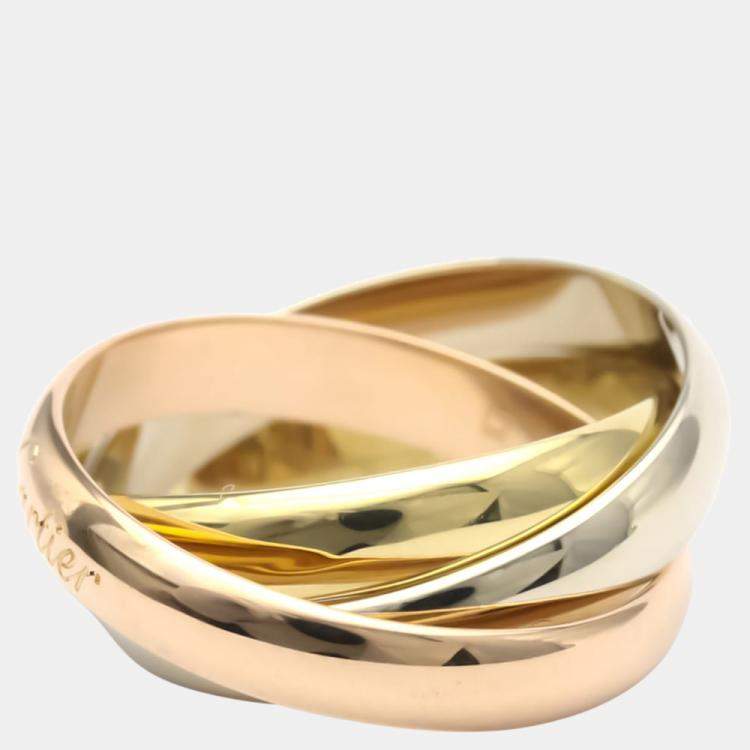 Pre Owned Cartier Les Must De Cartier 18K Trinity Yellow Rose and White Gold Ring EU 51