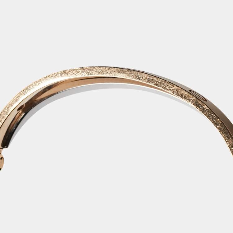 Pre Owned Cartier Love Paved Diamond 18k Two Tone Gold Bangle Bracelet 16