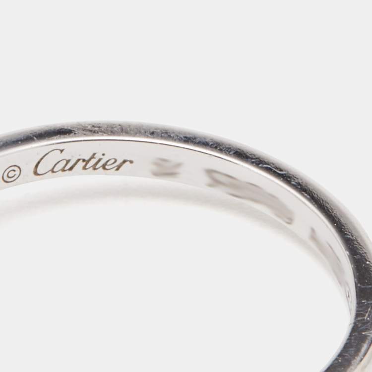 Pre Owned Cartier Diamant Legers Diamond Heart 18k White Gold Ring Size 54
