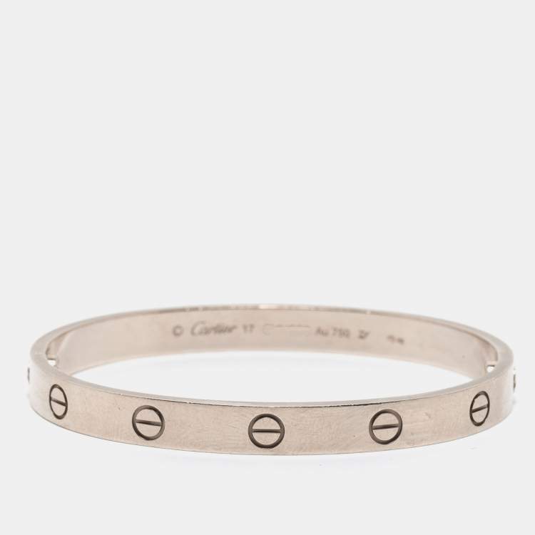 Pre Owned Cartier Love 18k White Gold Bangle Bracelet 17
