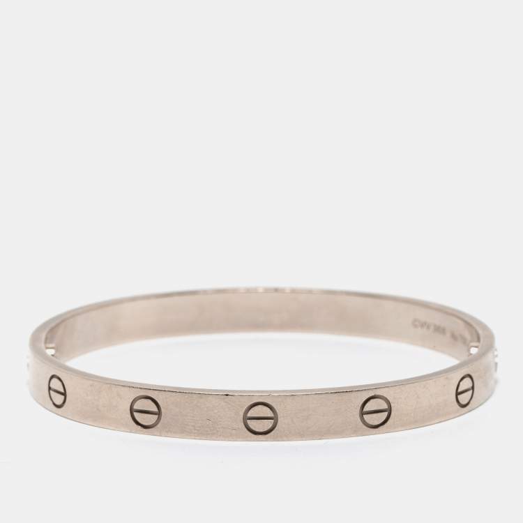 Pre Owned Cartier Love 18k White Gold Bangle Bracelet 17
