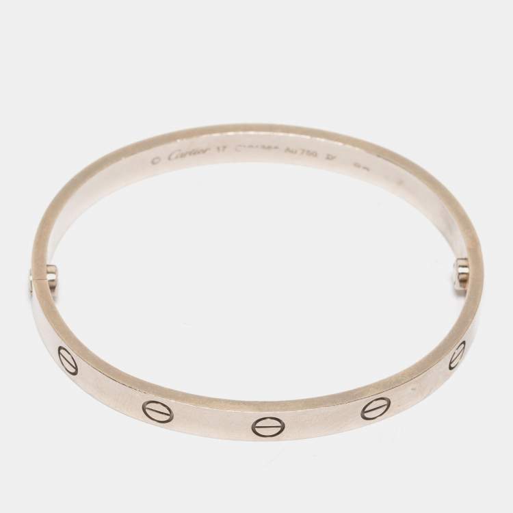Pre Owned Cartier Love 18k White Gold Bangle Bracelet 17