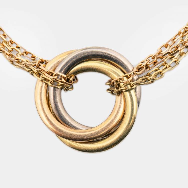 Pre Owned Cartier Trinity 18k Three Tone Gold Double Chain Bracelet