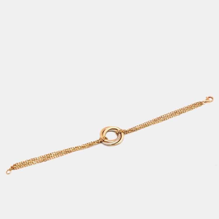 Pre Owned Cartier Trinity 18k Three Tone Gold Double Chain Bracelet