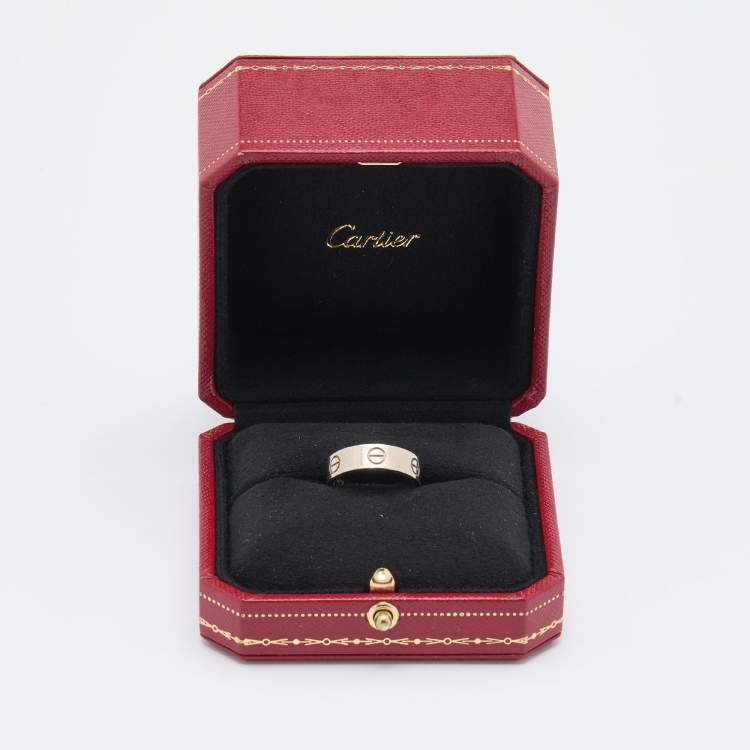 Pre Owned Cartier Love 18k White Gold Band Ring Size 53